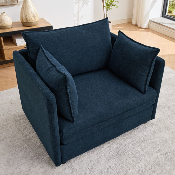 Oversized Deep Seat Accent Chair With Matching Storage Ottoman & Throw Pillows