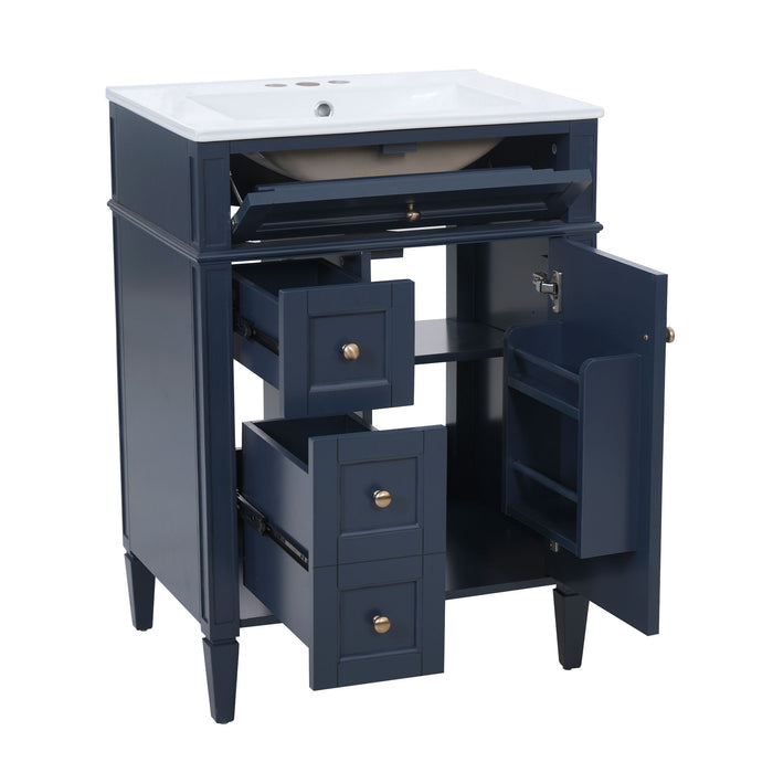 Bathroom Vanity With Top Sink, Storage Cabinet With 2 Drawers And Tip-Out Drawer