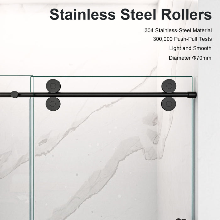Frameless Single Sliding Shower Door With Clear Tempered Glass