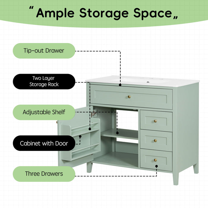 Bathroom Vanity With Sink, Cabinet With 3 Drawers And Adjustable Shelf
