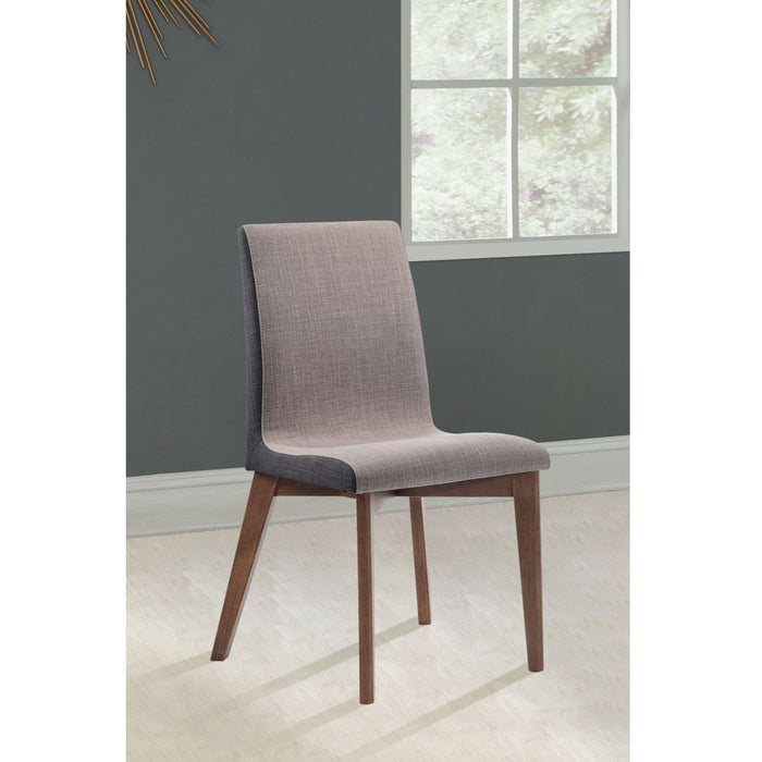 Dining Room Side Chair Set With Sleek Curves And 2 Tone Upholstery - Brown / Gray