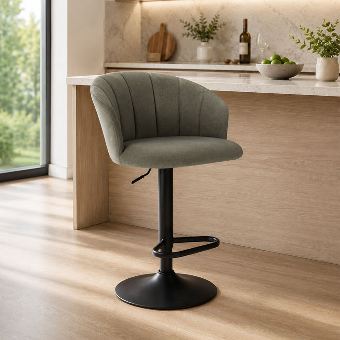 Swivel Bar Stool With Curved Upholstered Backrest And Footrest - Green