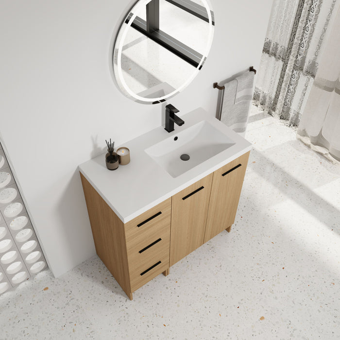 Wall Mounted Floating Bathroom Vanity With Sink, Door & Drawers Modular Cabinet