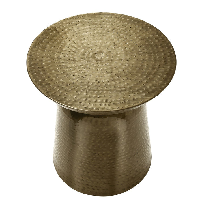 Drum Accent Side Table, Hammered Texture