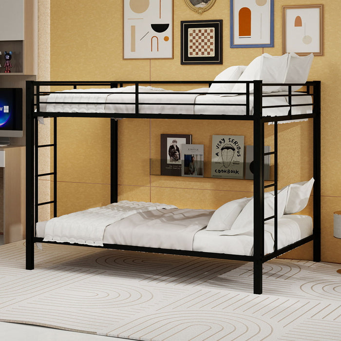 Bunk Bed For Kids, Convertible Frame With Ladders & Guardrail