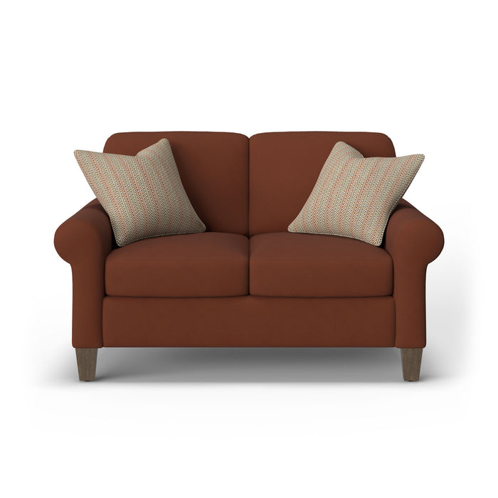 Moxy - Fabric Loveseat, Curved Sock Arms