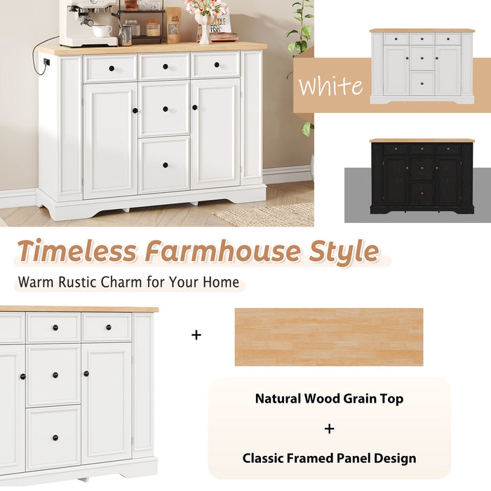 Sideboard Buffet Cabinet With 5 Drawers, 2 Cabinets, Adjustable Shelves