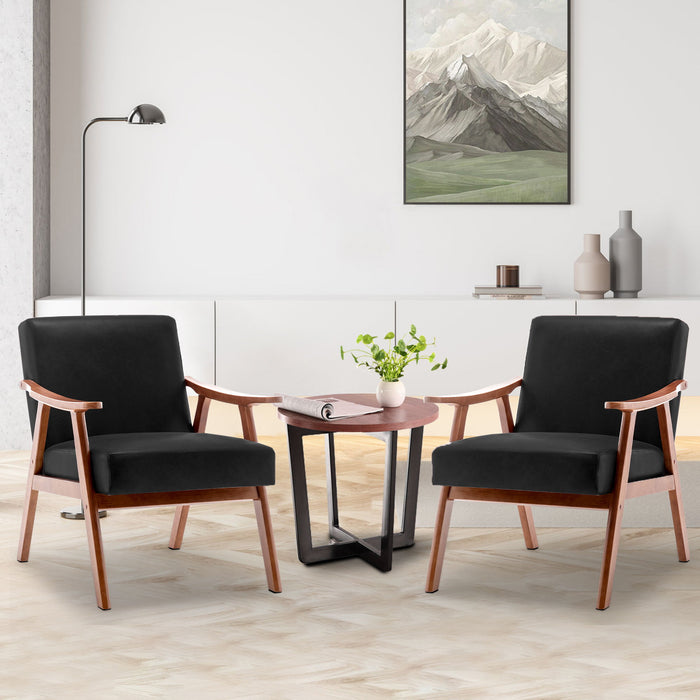 Mid Century Modern Accent Chair With Solid Wood Frame And Extra Thick Backrest