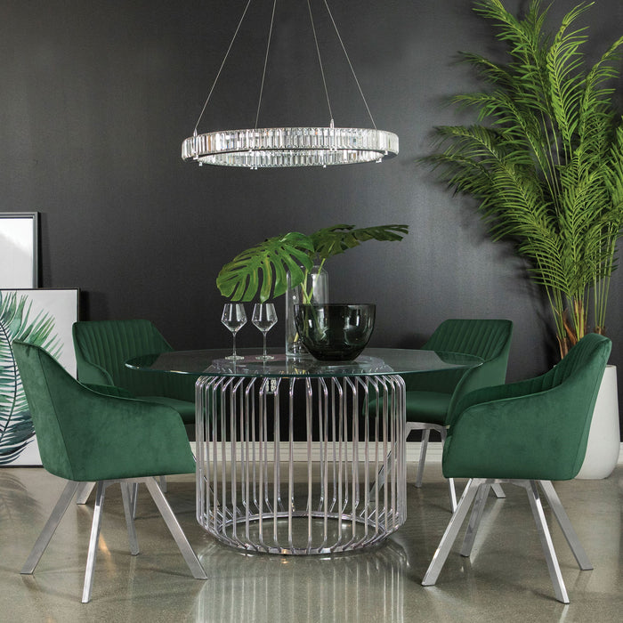 Tufted Swivel Dining Chair With Slim Sloped Arms - Green