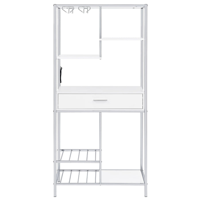Draper - 5 Shelf LED Wine Cabinet With Pull Out Drawer - Gloss White