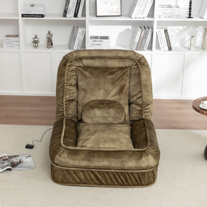 Upholstered Human Dog Bed And Pets, Bean Bag Floor Sofa With Massage Pillow, 5 Adjustable Positions & 2 Soft Pillows