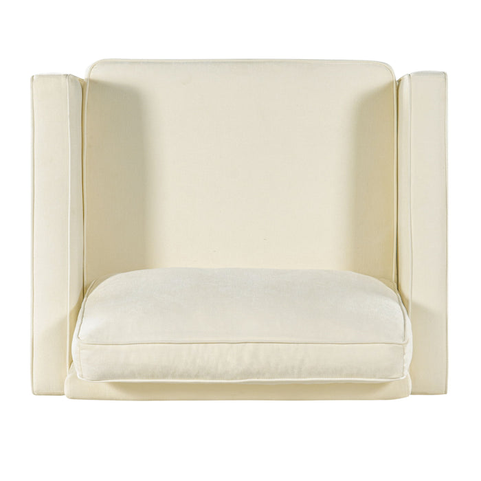 Accent Chair Upholstered Single Sofa With Square Arms, Sewn Pillow Back For Living Room