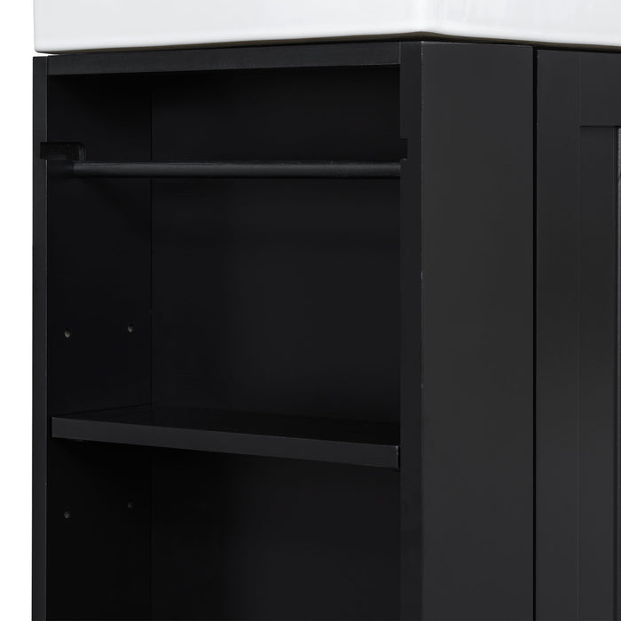 Modern Bathroom Vanity With Sink, Storage Cabinet, Drawer & Side Shelf
