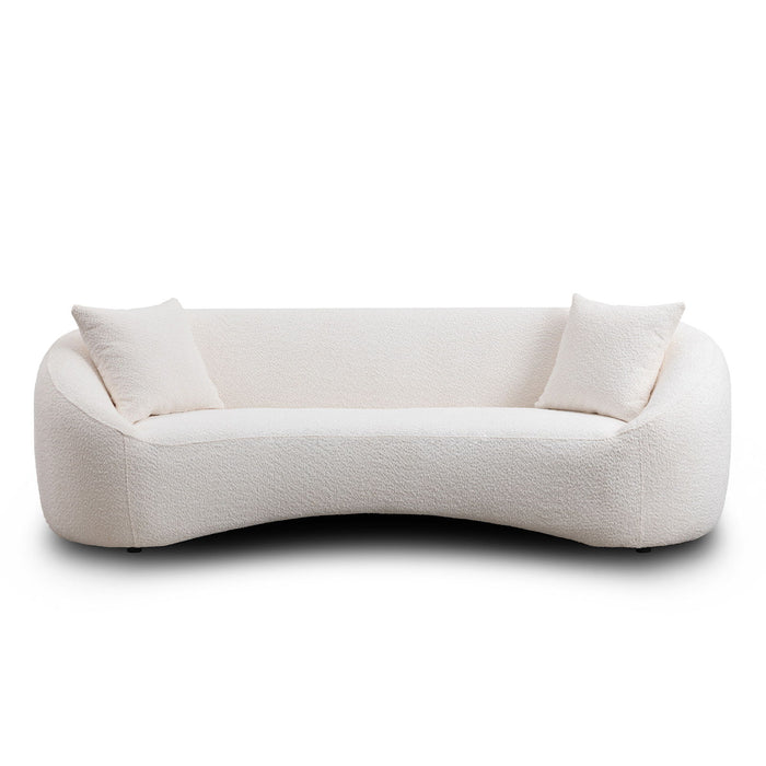 Curved 3 Seater Sofa For Living Room - White