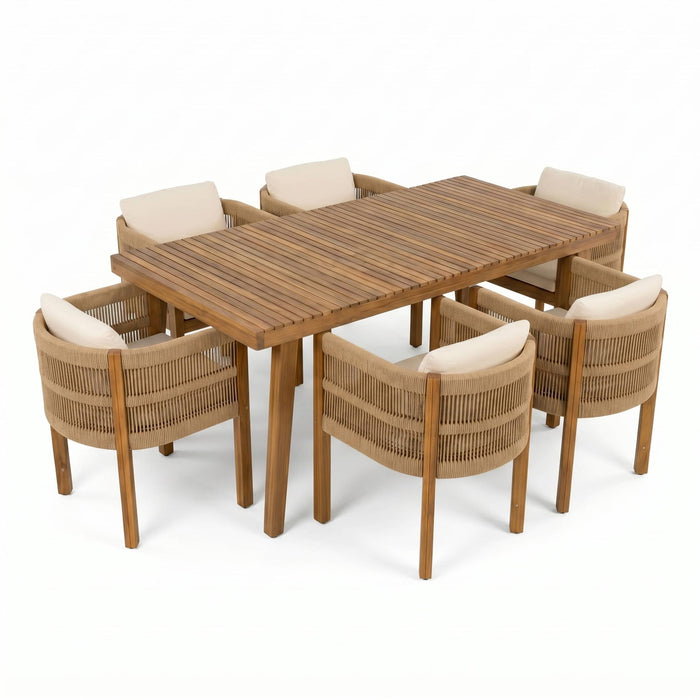 Outdoor Dining Set With Table And Rope Chairs