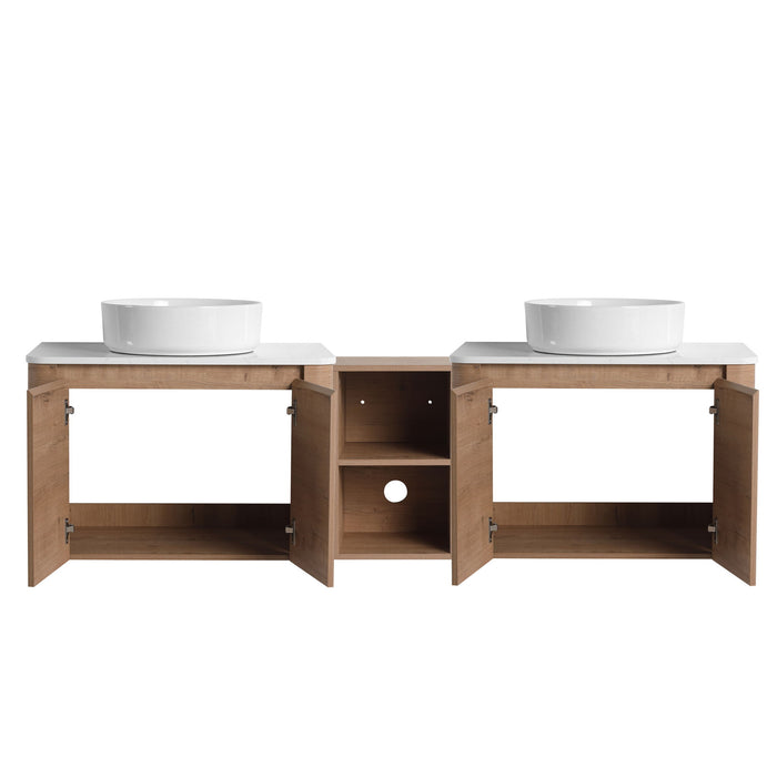 Wall Mounted Bathroom Vanity With Art Sink, 1 Storage Shelf, Soft Close Door
