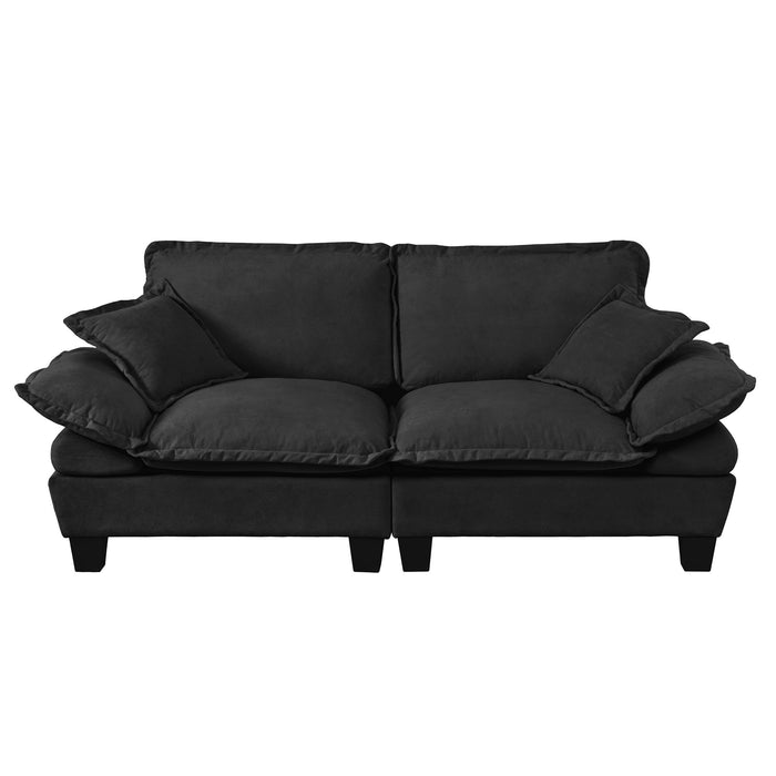 2 Seater Modular Loveseat With Curved Armrests