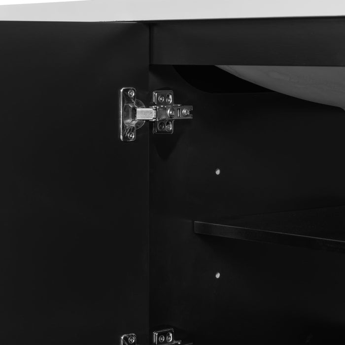 36" Bathroom Vanity Base With 2 Cabinet And 3 Drawers - Black