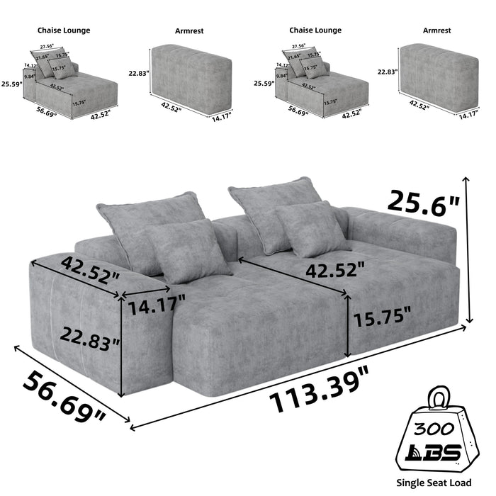 Modern Oversized Diy Combination, Modular Sectional Sofa With Pillows
