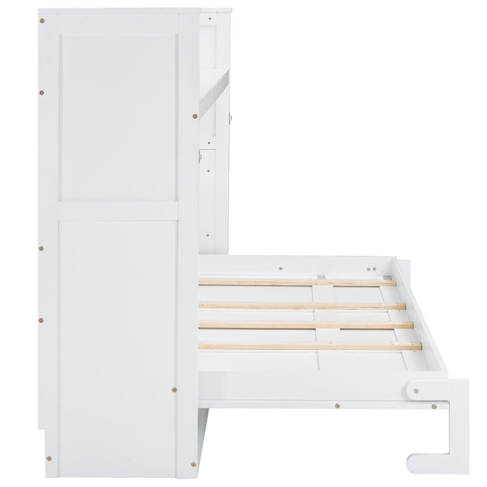 Murphy Bed With Desk, LED Light And USB Charging Station