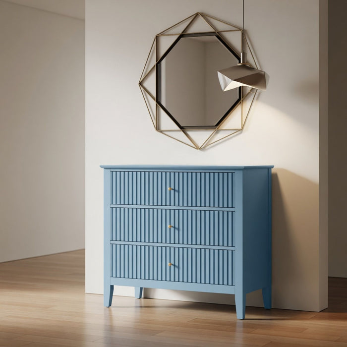 Fluted 3 Drawer Nightstand With Soft Close Slides