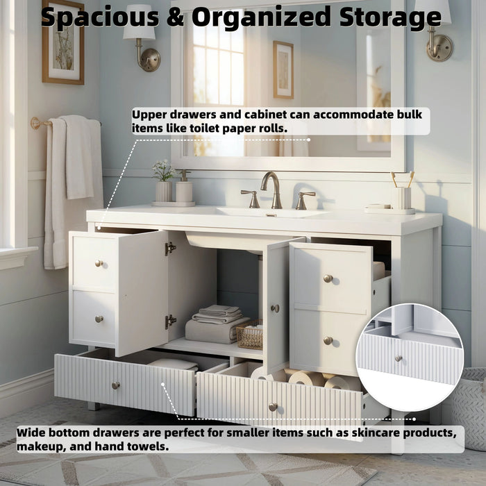 Bathroom Vanity With Separate Sink, Soft Close Doors And 4 Drawers