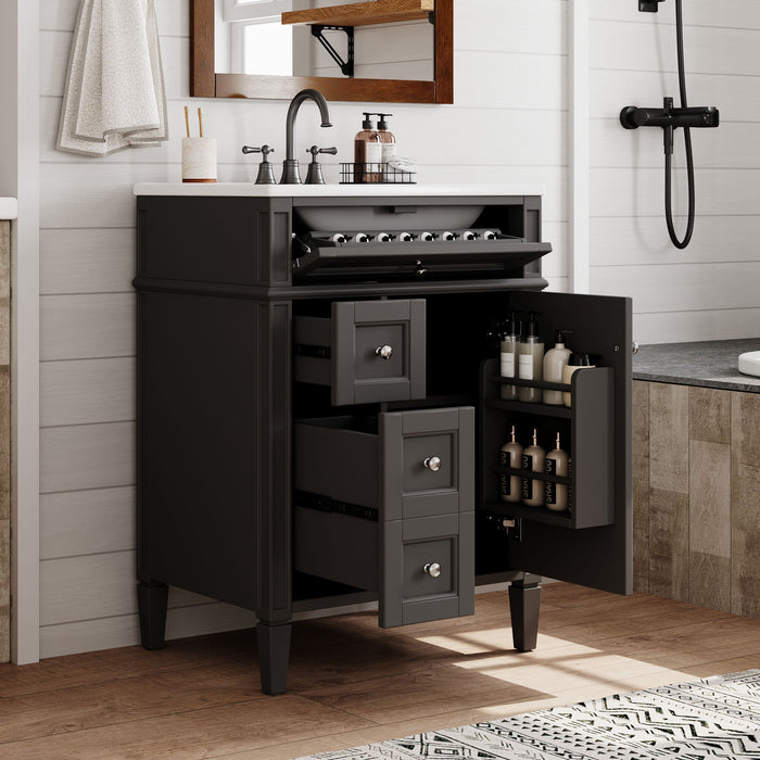 Bathroom Vanity With Top Sink, Storage Cabinet With 2 Drawers And Tip-Out Drawer