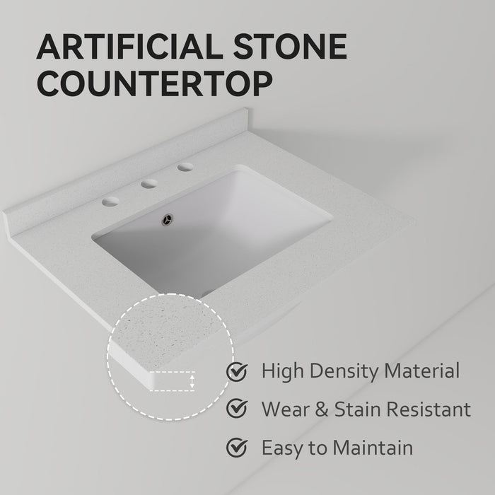 Basin Sink, 0.6" Ultra Thin Profile, Triple Faucet Holes