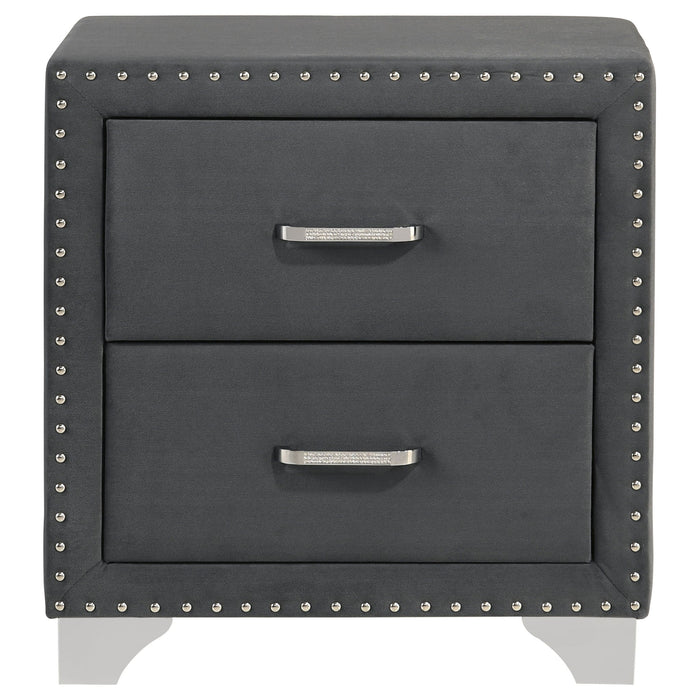 Upholstered 2 Drawer Nightstand With Accents