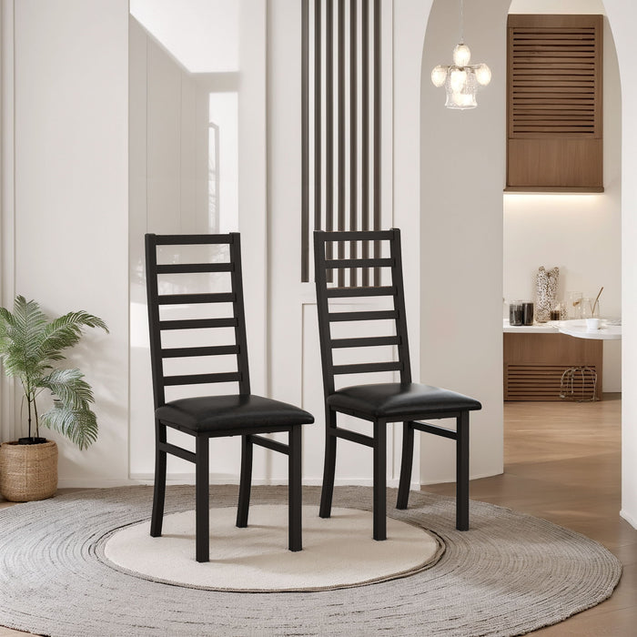 Metal Dining Chairs With Steel Legg, High Back Armless Design