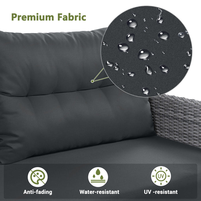 Outdoor Furniture Set Patio Rattan Furniture Set With Adjustable Table, Recliners With Extendable Side Tables And 2 Ottomans