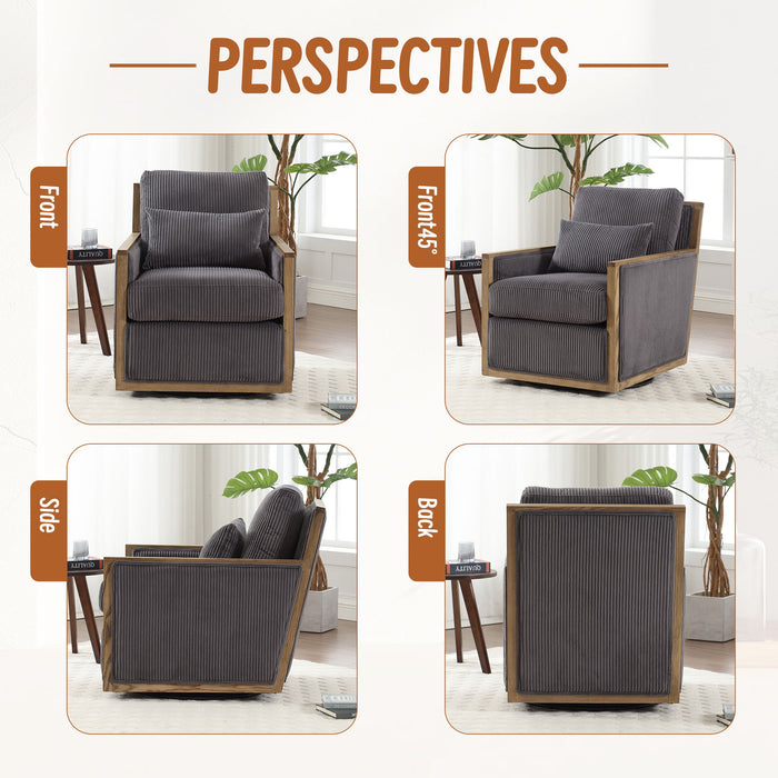 Comfy Accent Barrel Chair, 360 Degree Swivel