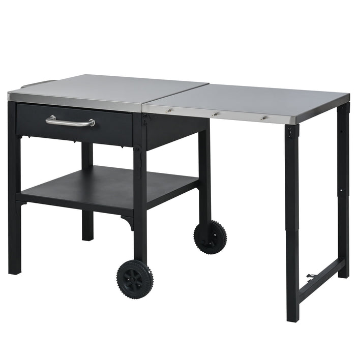 Foldable Outdoor Kitchen Cart With Storage For Patio