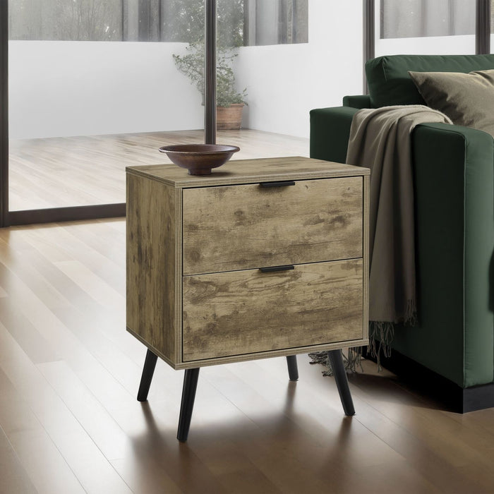 Accent Table With Storage Drawers - Brown