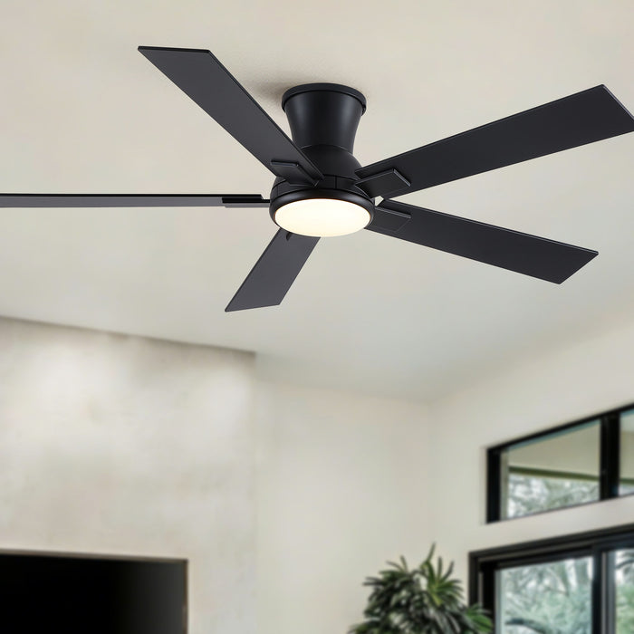 Low Profile Flush Mount Intergrated LED Ceiling Fan With Light And Reversible Quiet Motor