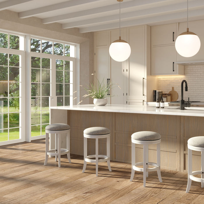 Backless Swivel Stool With Upholstered Seat