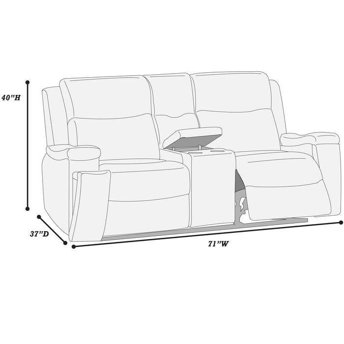 1 Piece Manual Motion Loveseat With Hidden Cup Holders, Plush Back Cushion - Auburn