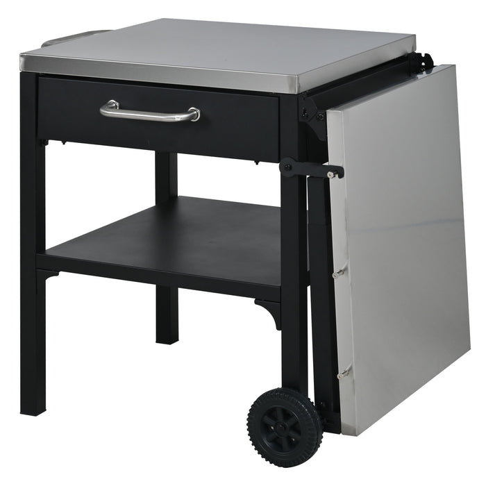 Foldable Outdoor Kitchen Cart With Storage For Patio
