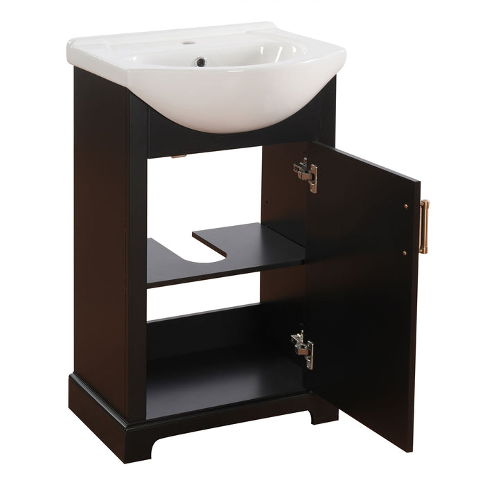 20" Bathroom Vanity With Bulged Sink, Freestanding Single Vanity Set, Soft Close Door