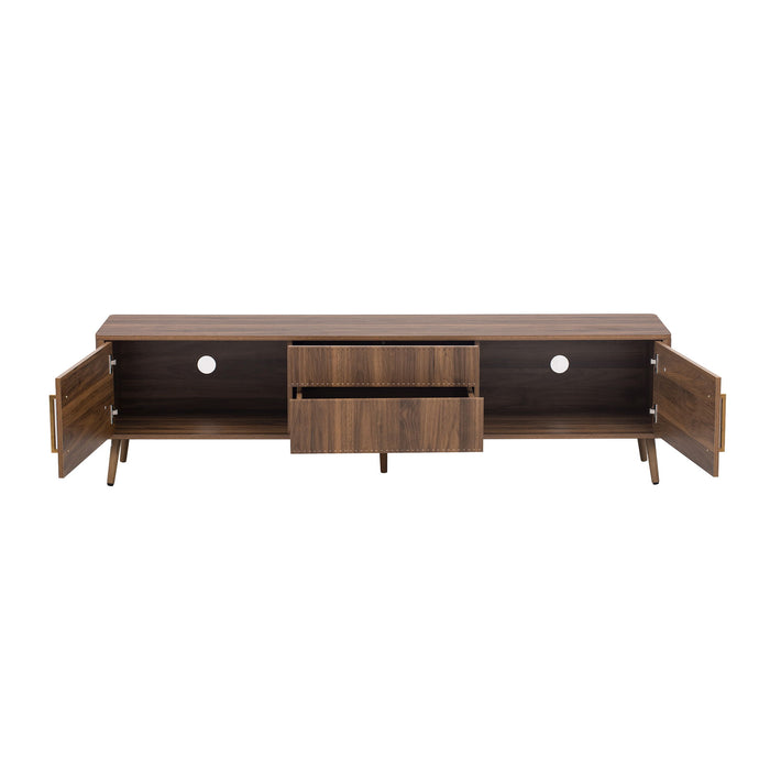 TV Stand With 2 Drawers, Media Console Table - Walnut