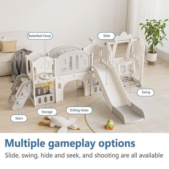 Toddler Slide Kids Playground With Basketball Hoop And Swing