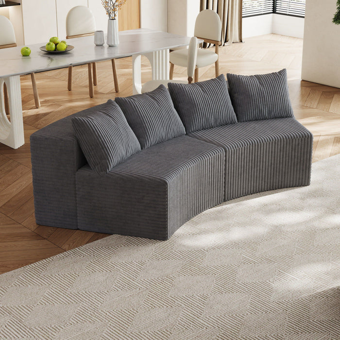 Curved Sectional Sofa With 4 Pillows, Modular Semi Circular Design