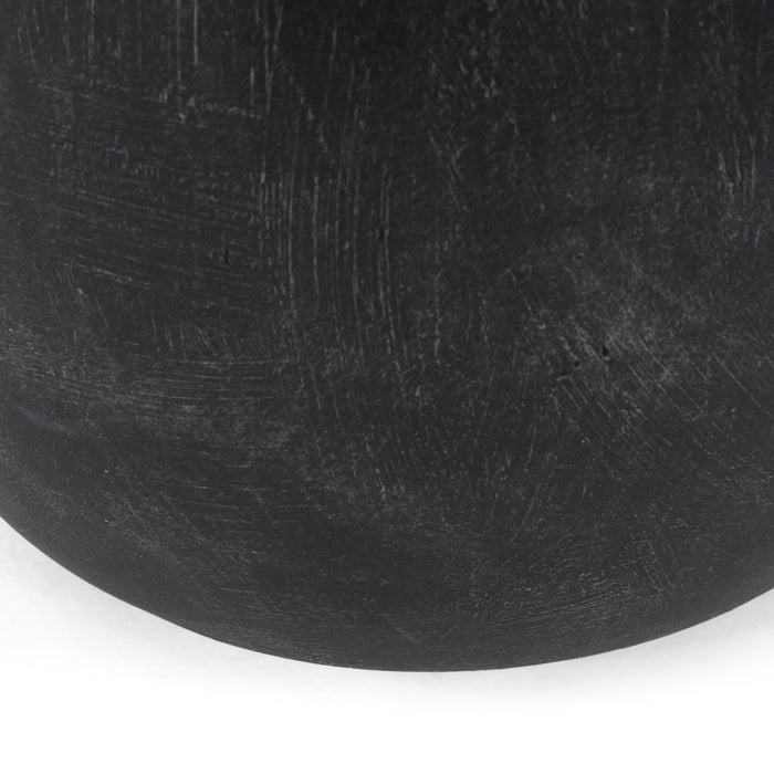 Outdoor Lightweight Concrete End Table With Natural Texture - Matte Black