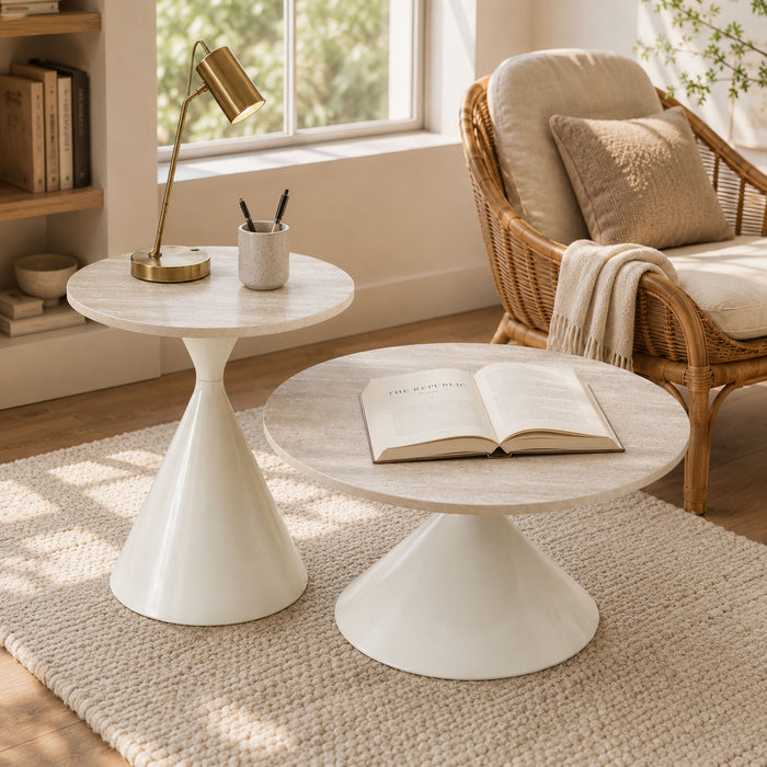 2 Piece Coffee Round Table Set