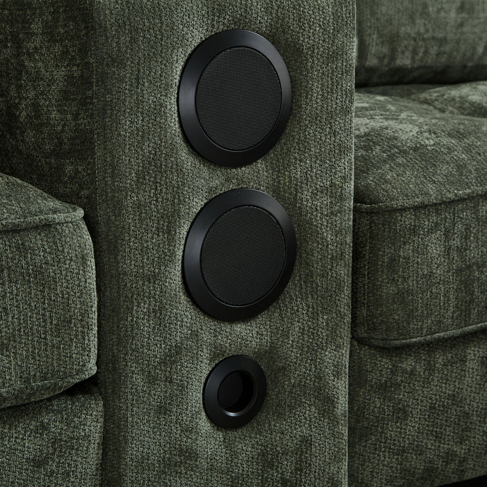 Modern Sectional Sofa U-Shaped With Movable Ottomans, Bluetooth Speakers, LED Lights And Modular Storage