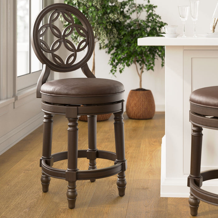 Stool With Back And Swivel Upholstered Seat