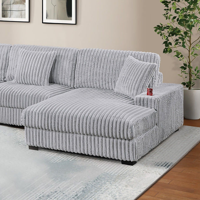 RAF Chaise With Cup Holder Modular Living Room Furniture Pillow - Gray / Mink