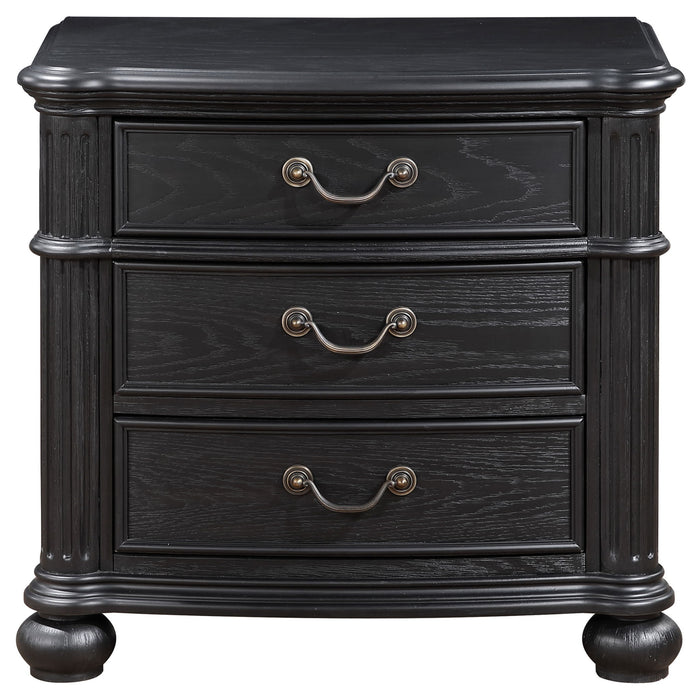 Taylor - 3 Drawer Nightstand With Felt Lined Top Drawer - Black