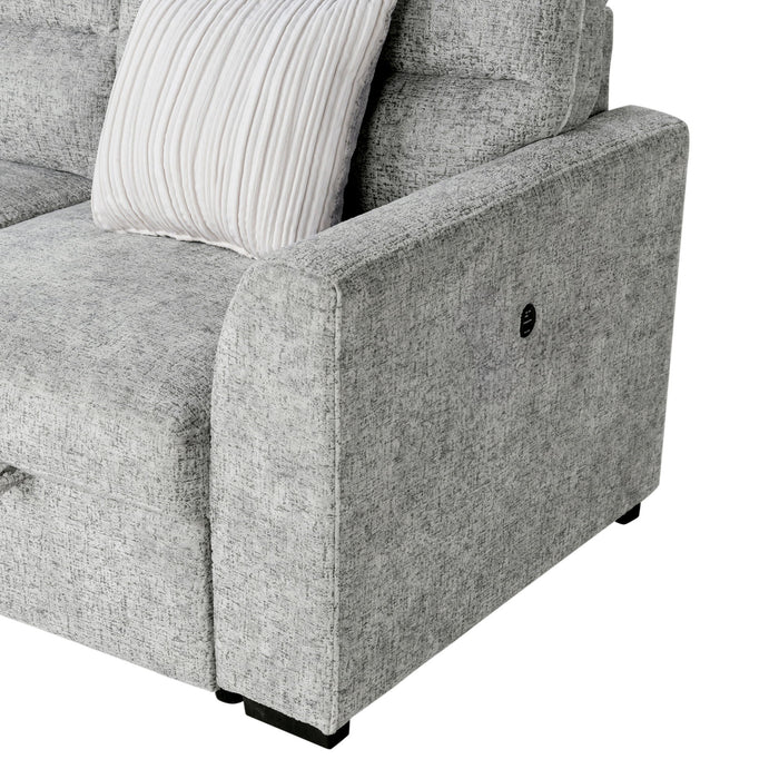 Emiliano - Sectional Sofa With 3 Pillows - Nickel