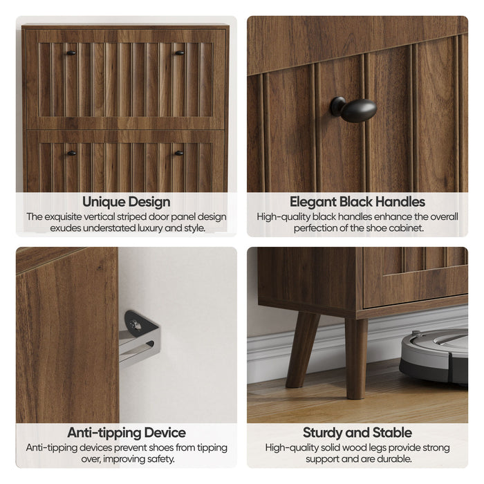 Shoe Cabinet, Storage Unit For Hallways - Walnut